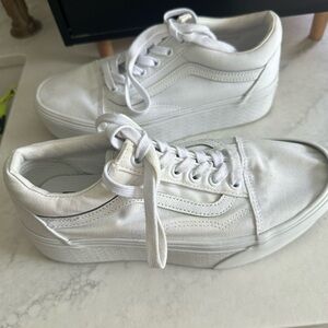 White Canvas Platform Vans